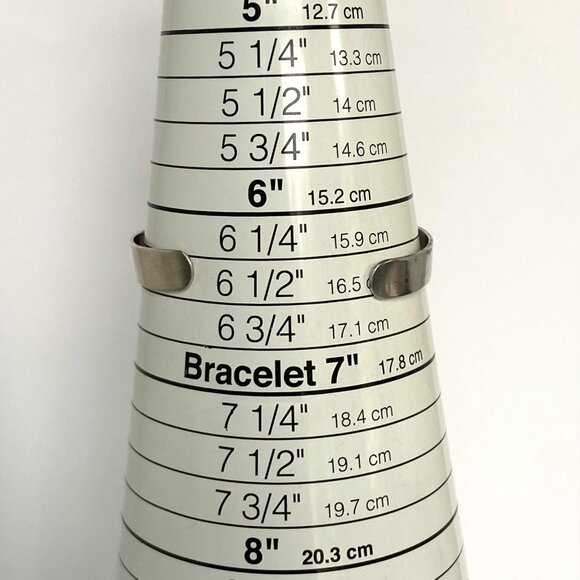 VTG Sterling Silver 925 Mexico Crushed Stone Aztec Cuff Bracelet FLAW Sz 6.25 - Picture 10 of 16